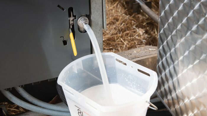 This detail photo shows the milk pump valve on the HygieneStation.