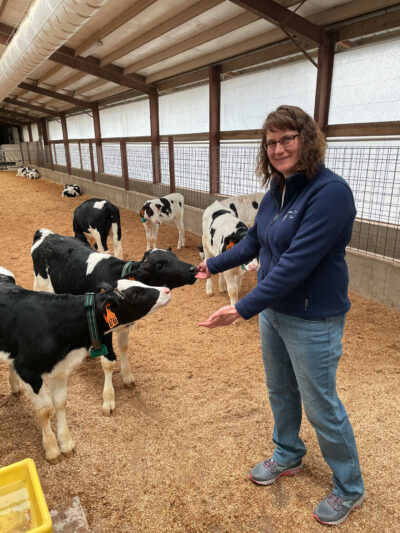 Kim with her happy calves